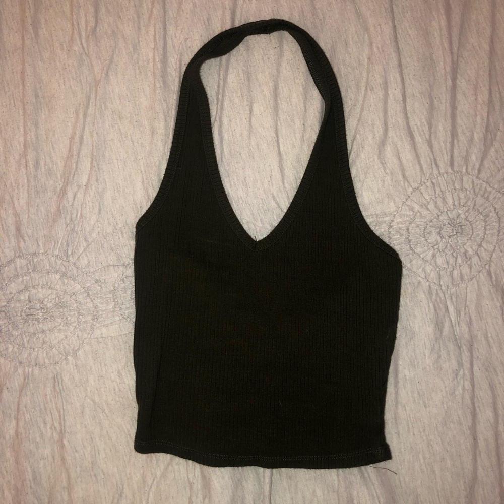 Olive Green Halter Crop Top